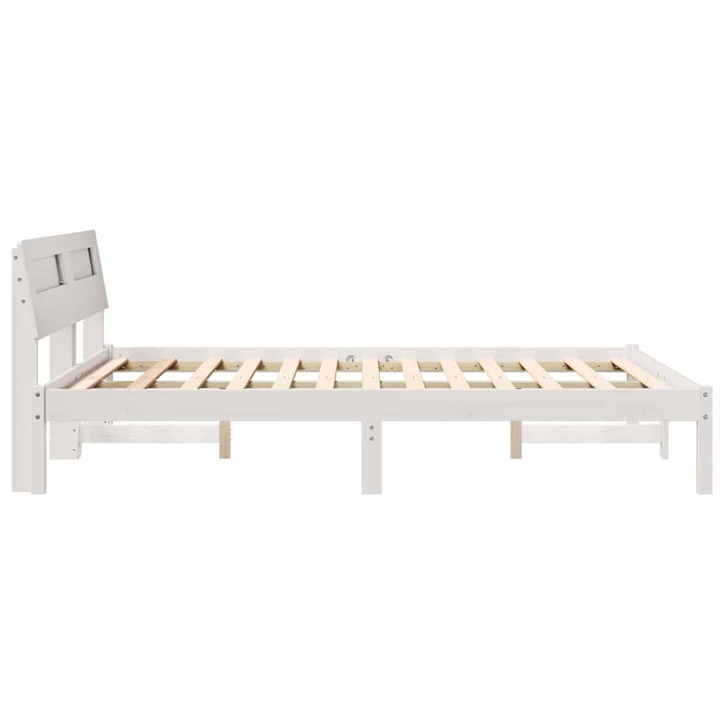 Bed Frame with Headboard White 120 x 190 cm Solid Pine Wood