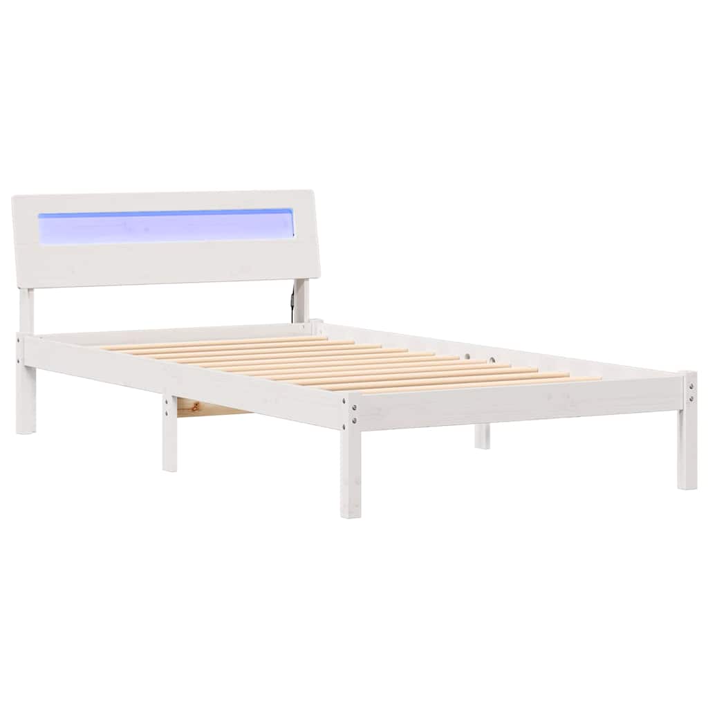 Bed Frame with Headboard White 100 x 200 cm Solid Pine Wood