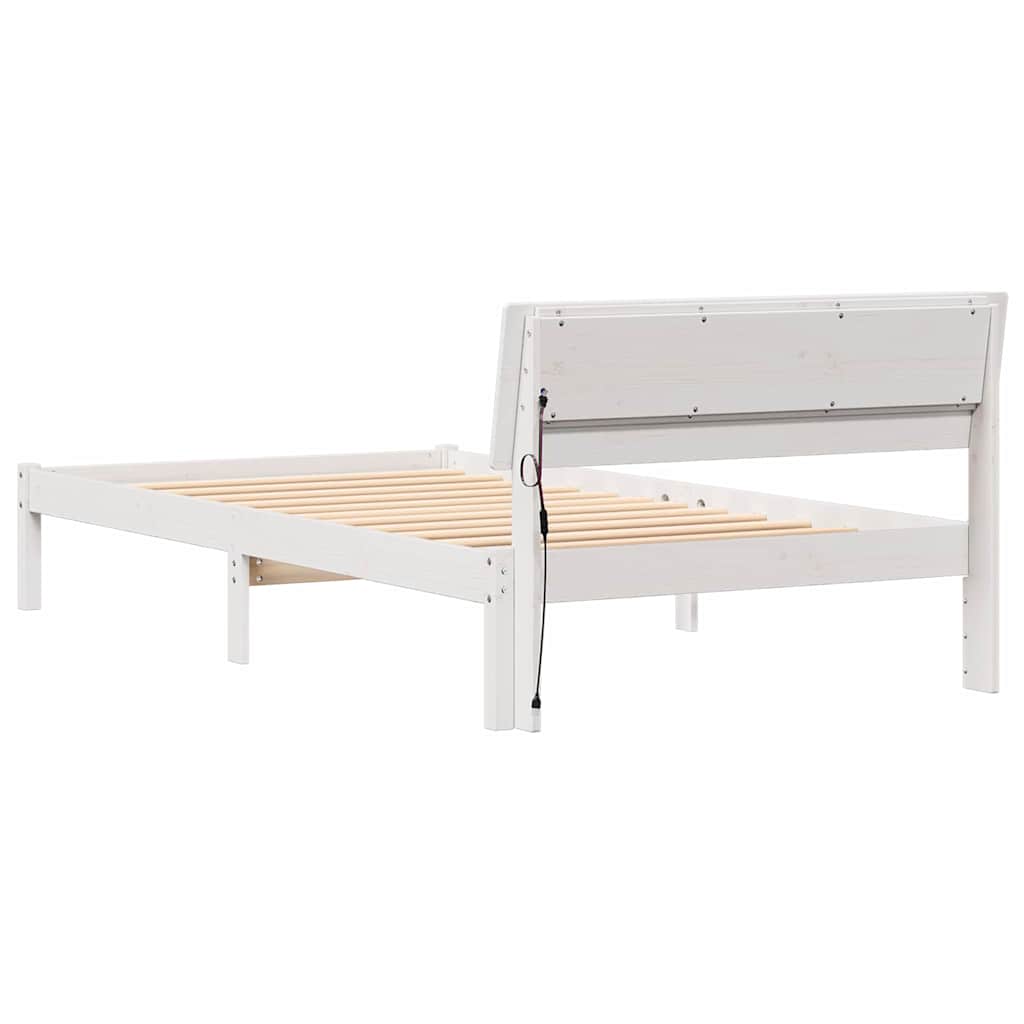 Bed Frame with Headboard White 100 x 200 cm Solid Pine Wood