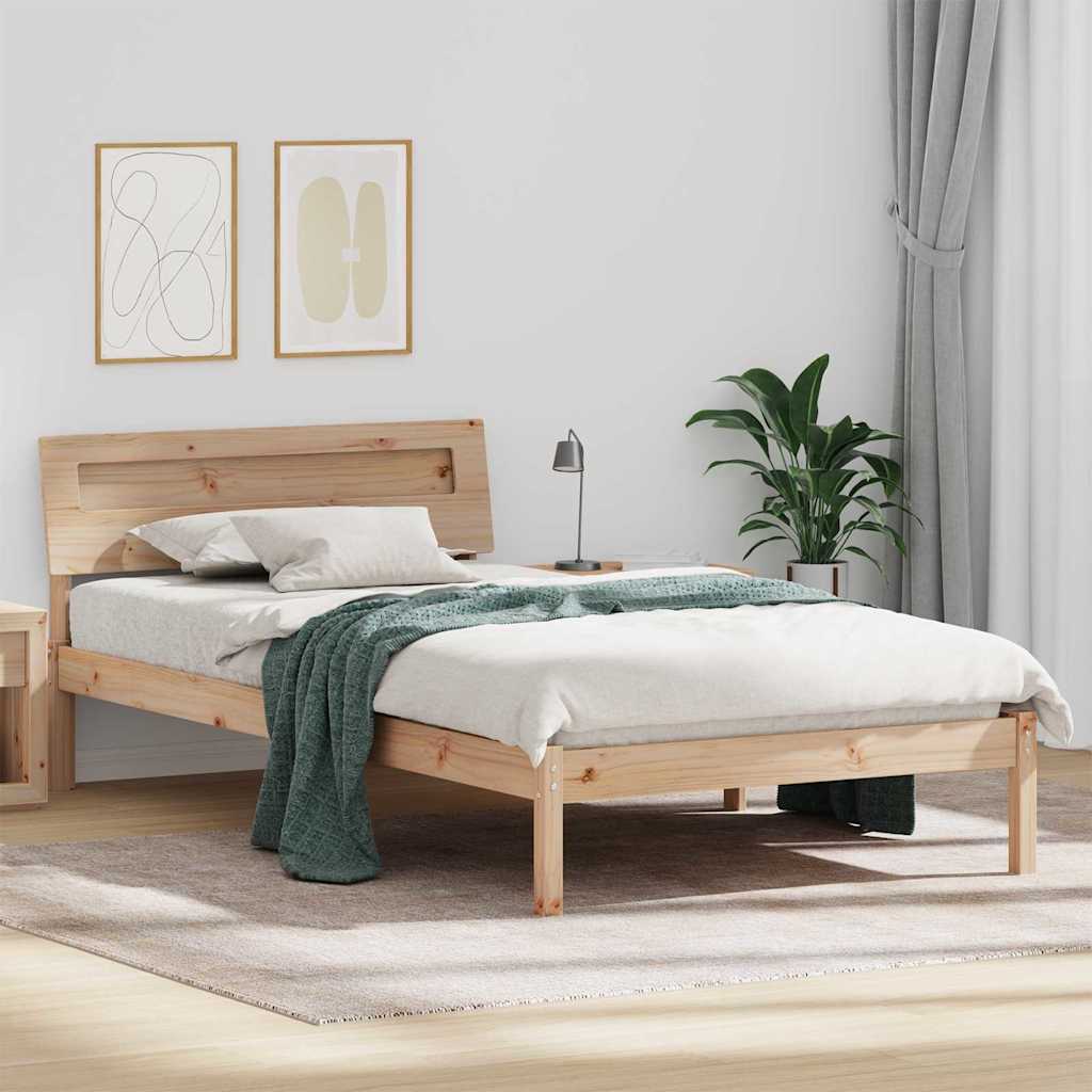 Bed Frame with Headboard Brown 75 x 190 cm Solid Pine Wood