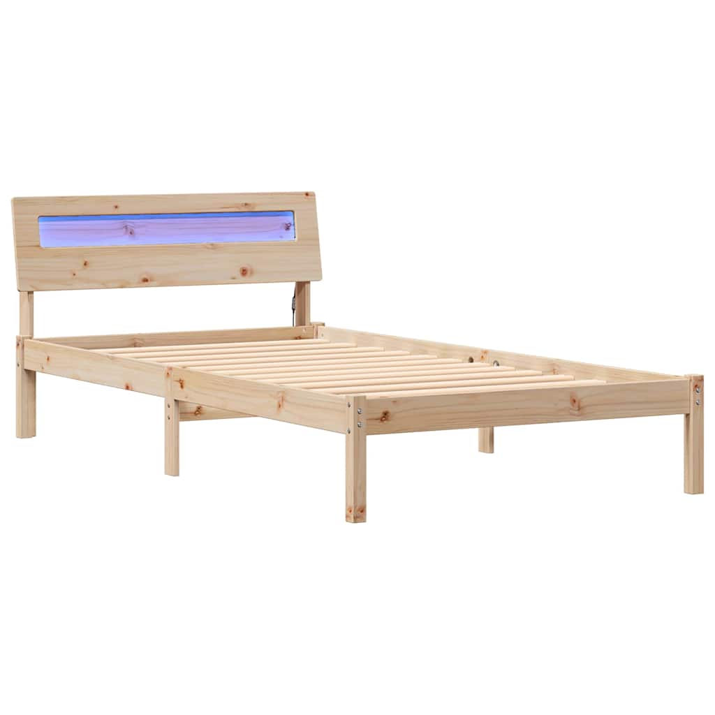 Bed Frame with Headboard Brown 75 x 190 cm Solid Pine Wood