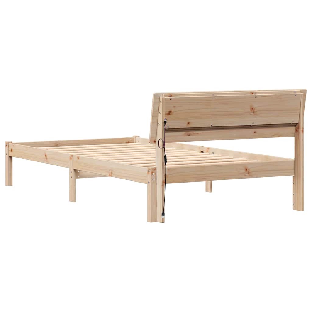 Bed Frame with Headboard Brown 75 x 190 cm Solid Pine Wood