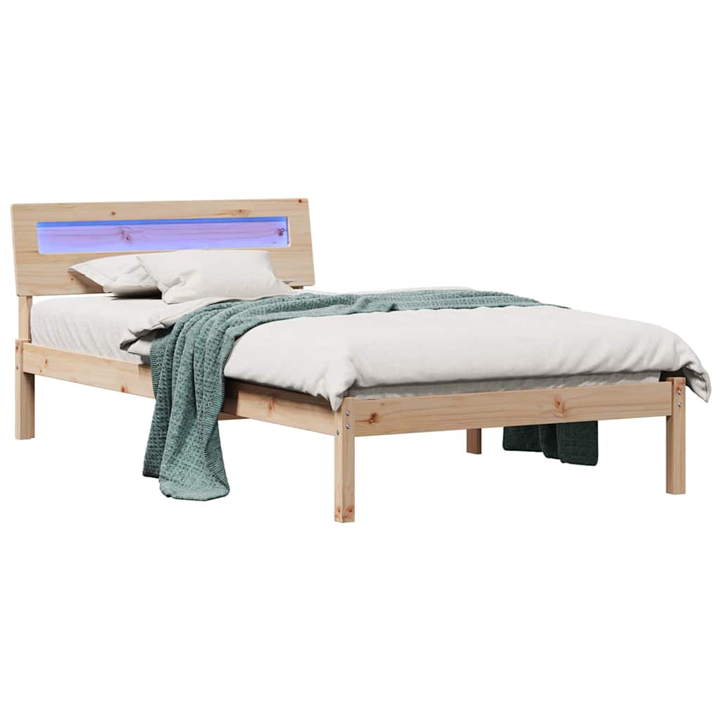 Bed Frame with Headboard Brown 75 x 190 cm Solid Pine Wood