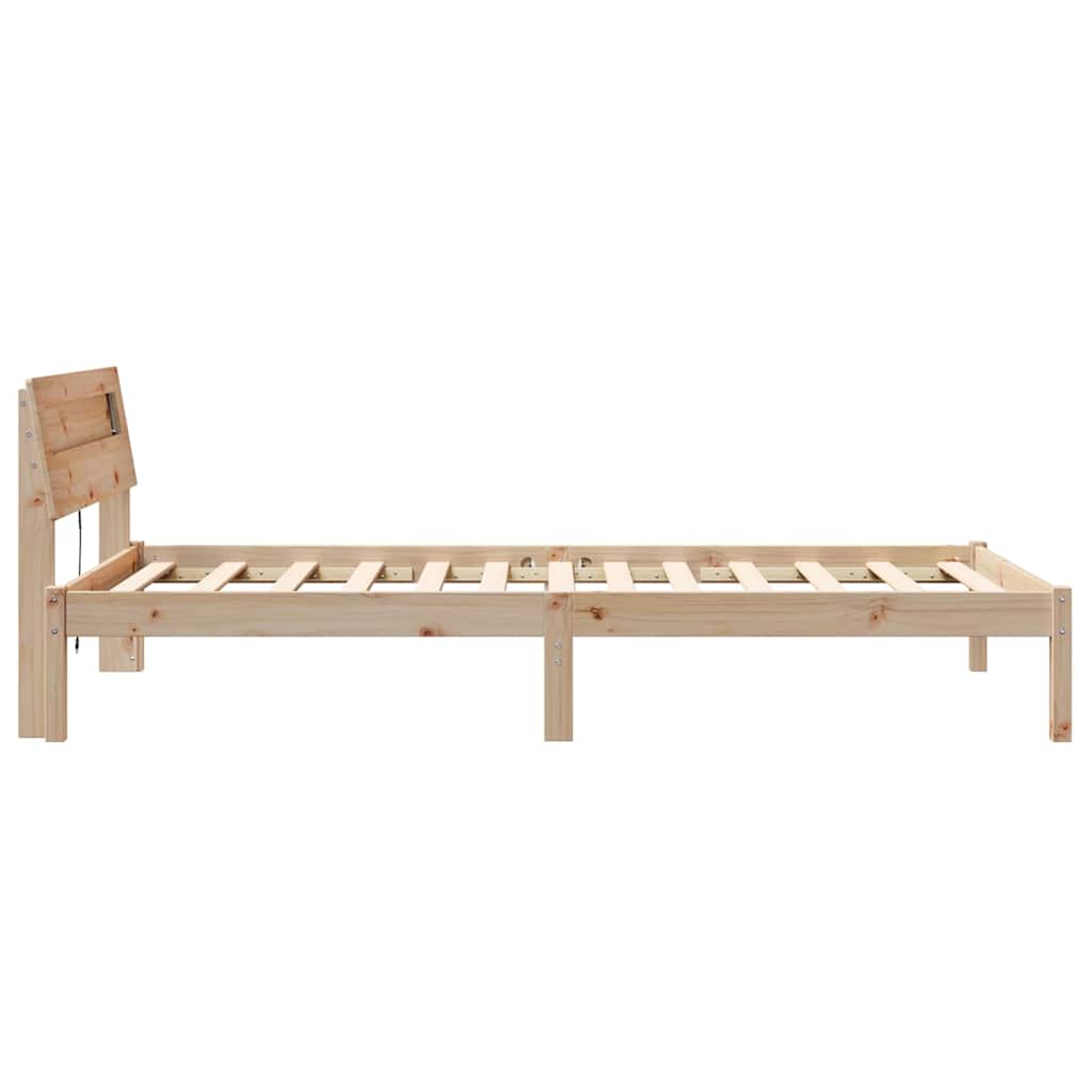 Bed Frame with Headboard Brown 75 x 190 cm Solid Pine Wood