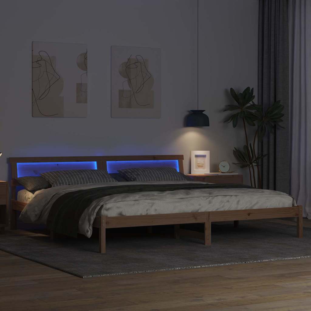 Bed Frame with Headboard Brown 180 x 200 cm Solid Pine Wood