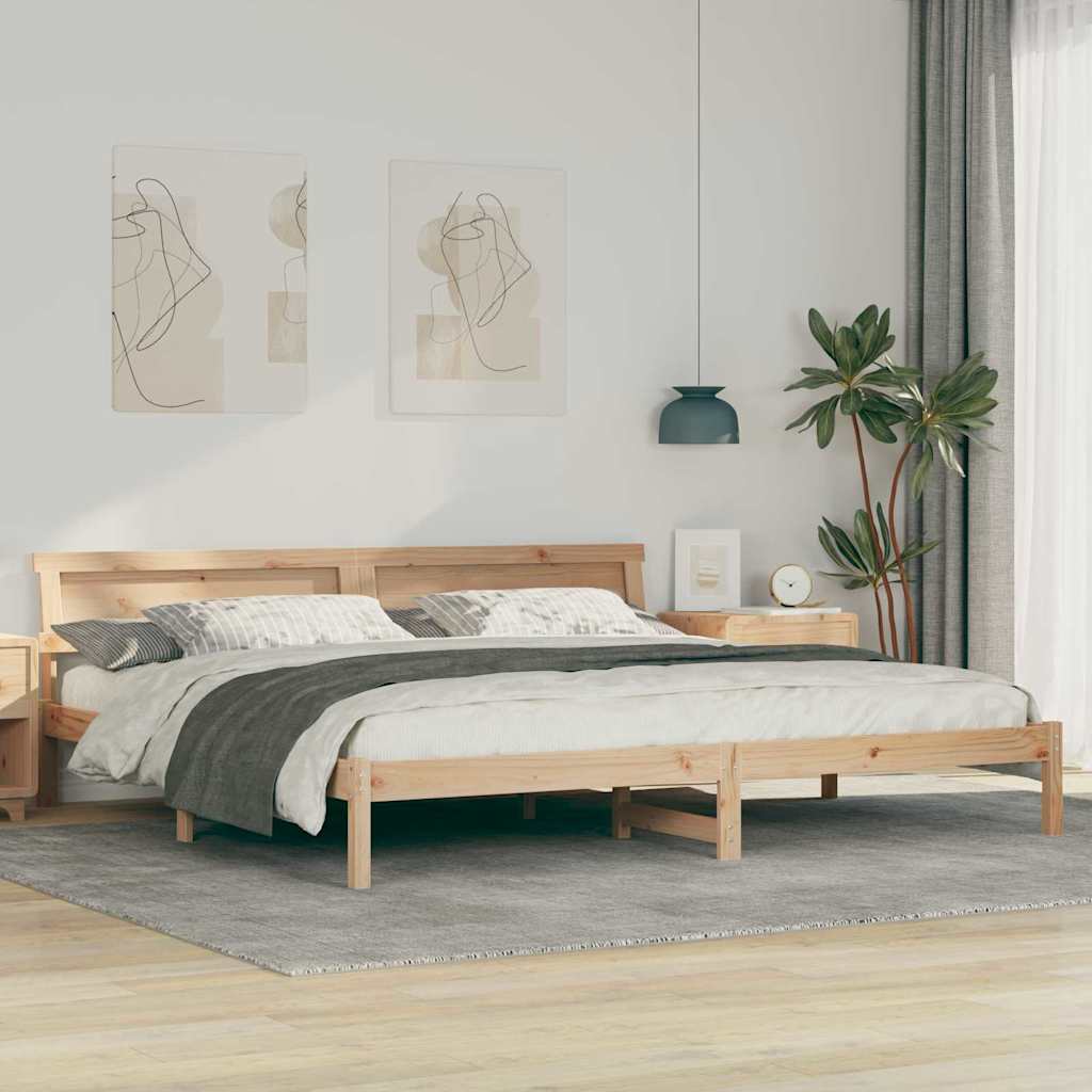 Bed Frame with Headboard Brown 180 x 200 cm Solid Pine Wood