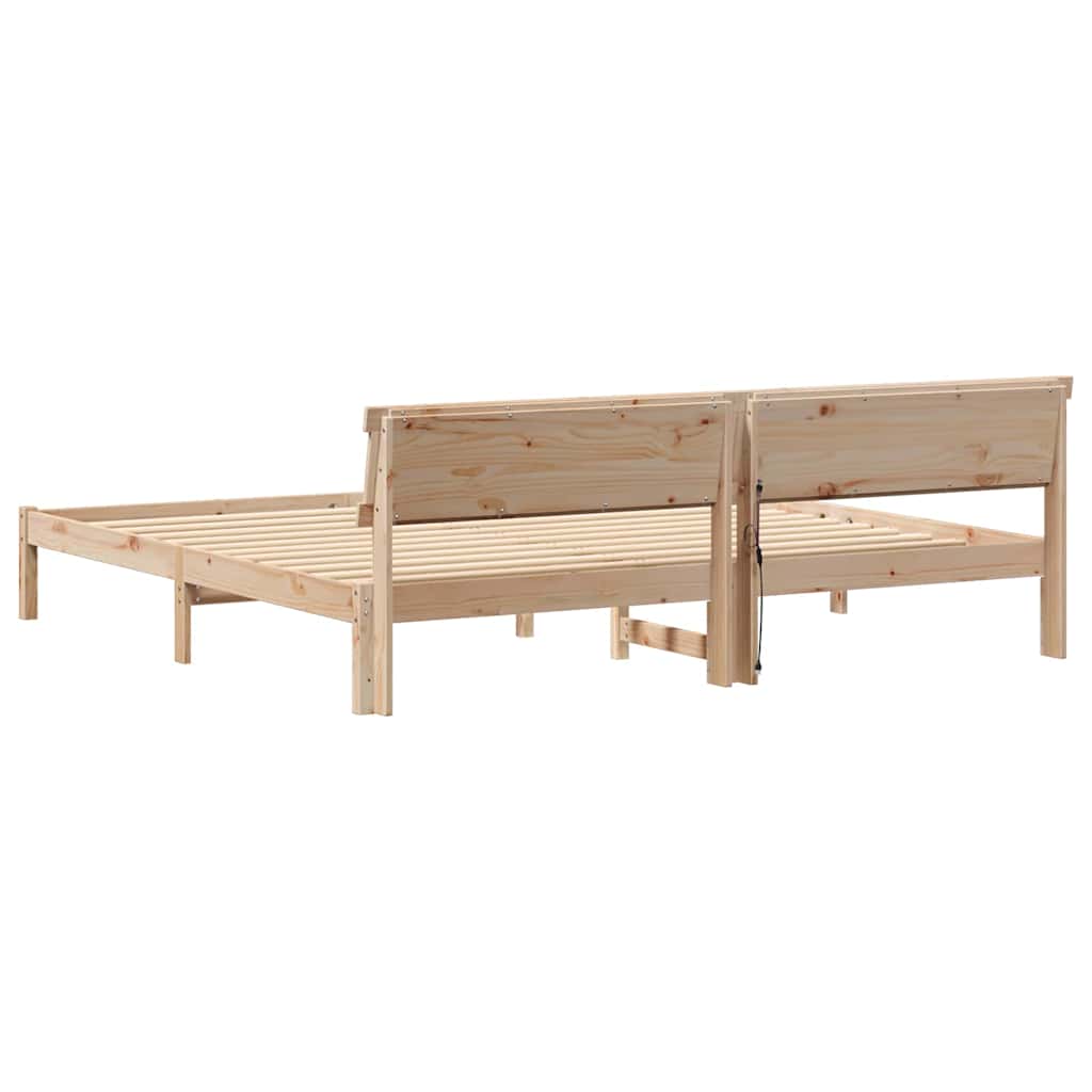 Bed Frame with Headboard Brown 180 x 200 cm Solid Pine Wood