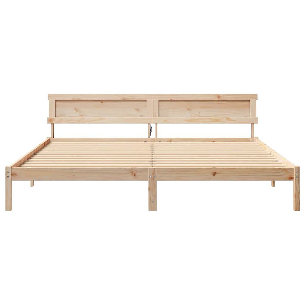 Bed Frame with Headboard Brown 180 x 200 cm Solid Pine Wood