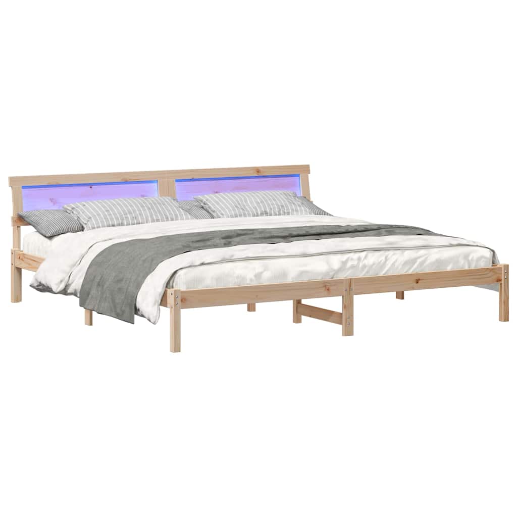 Bed Frame with Headboard Brown 180 x 200 cm Solid Pine Wood