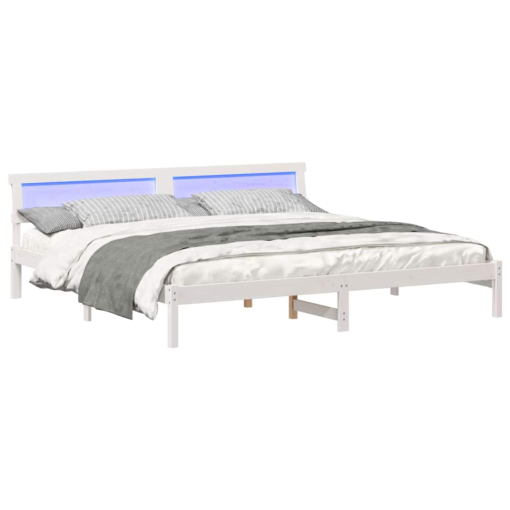 Bed Frame with Headboard White 180 x 200 cm Solid Pine Wood