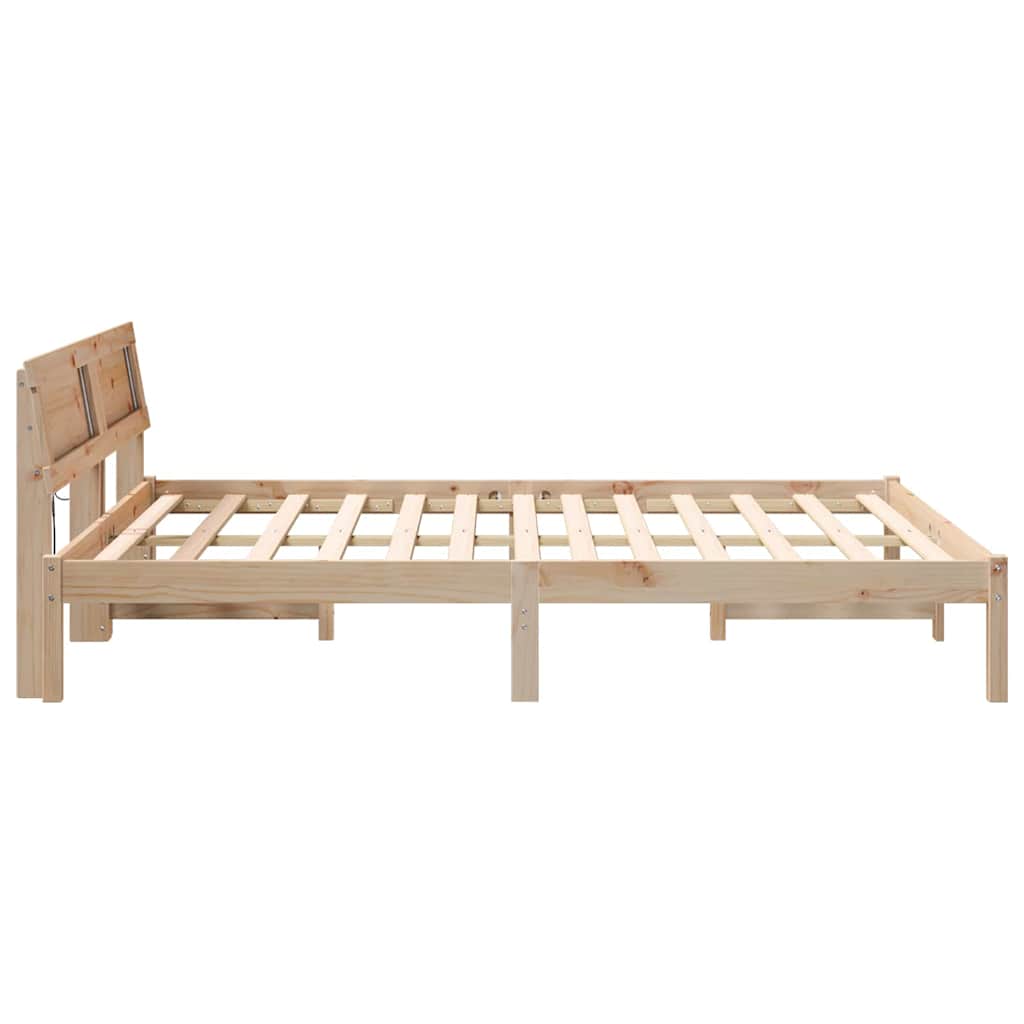 Bed Frame with Headboard Brown 160 x 200 cm Solid Pine Wood