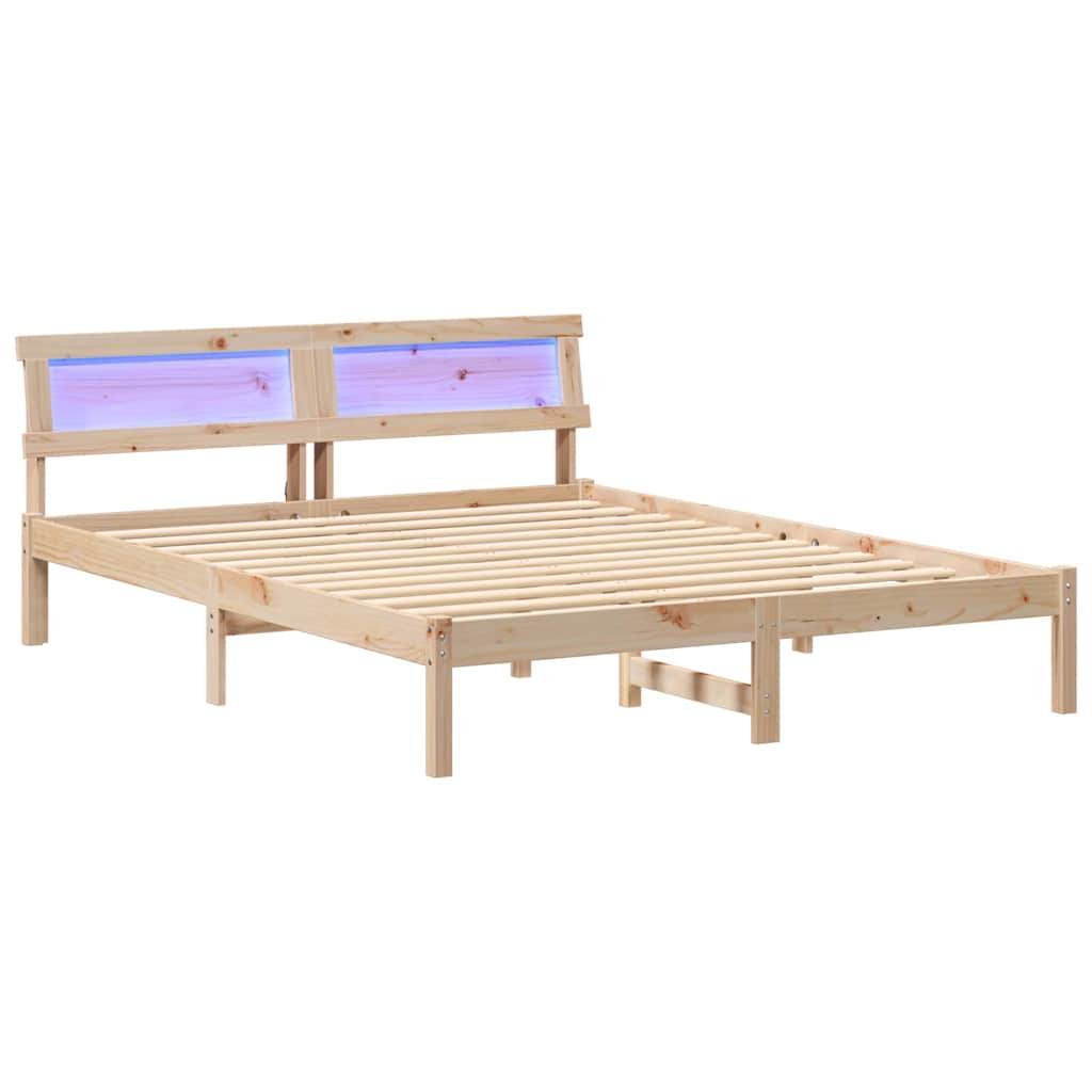 Bed Frame with Headboard Brown 140 x 200 cm Solid Pine Wood