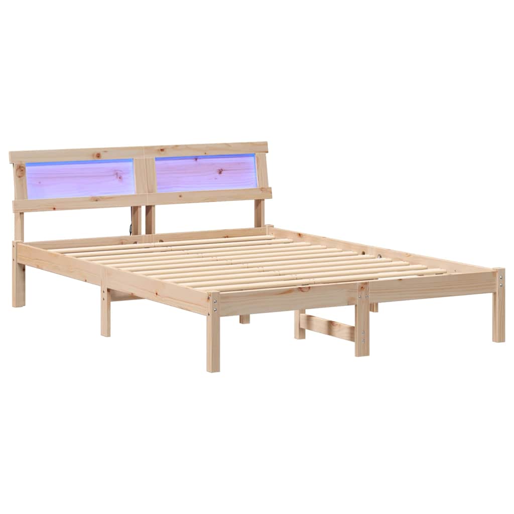 Bed Frame with Headboard Brown 120 x 200 cm Solid Pine Wood