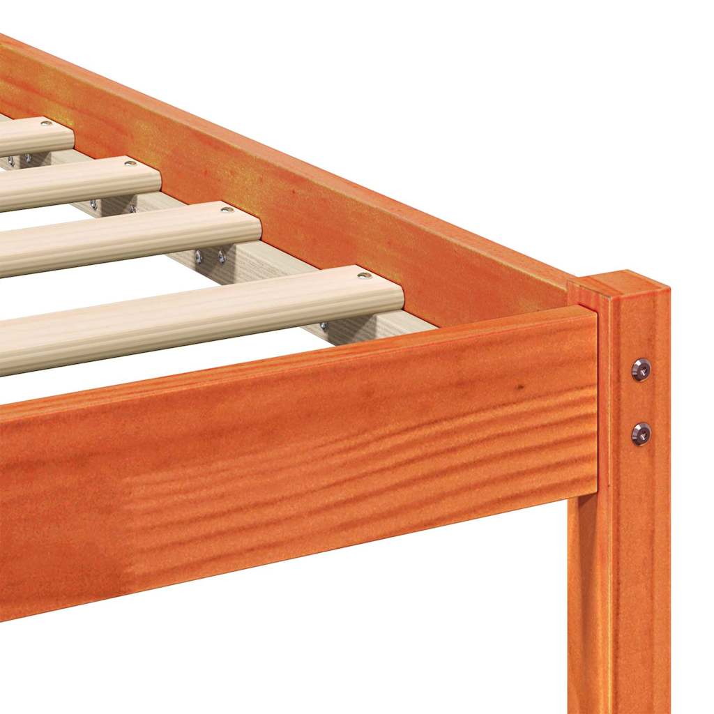 Bed Frame with Headboard Wax Brown 140 x 190 cm Solid Pine Wood