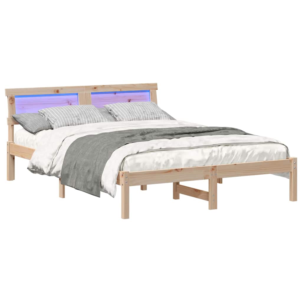 Bed Frame with Headboard Brown 120 x 190 cm Solid Pine Wood