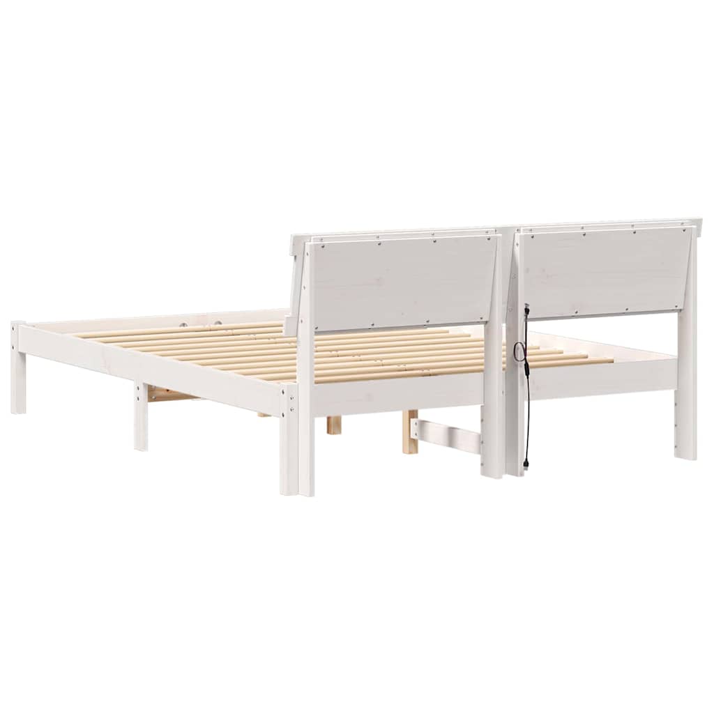 Bed Frame with Headboard White 120 x 190 cm Solid Pine Wood