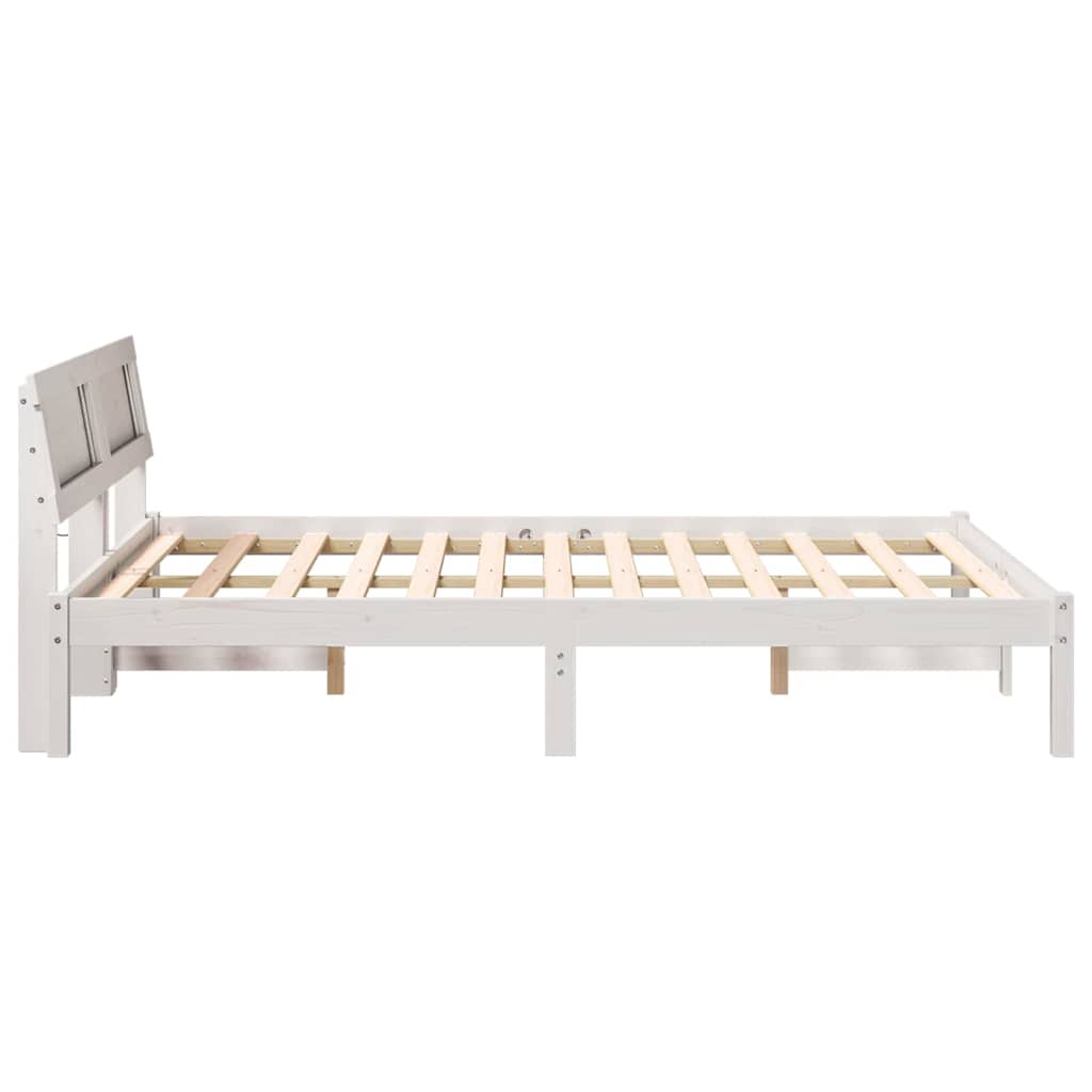 Bed Frame with Headboard White 120 x 190 cm Solid Pine Wood
