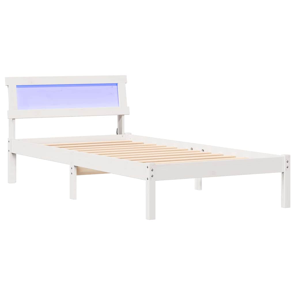 Bed Frame with Headboard White 100 x 200 cm Solid Pine Wood