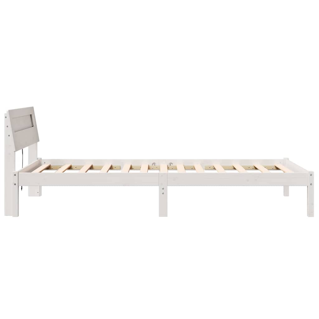 Bed Frame with Headboard White 100 x 200 cm Solid Pine Wood