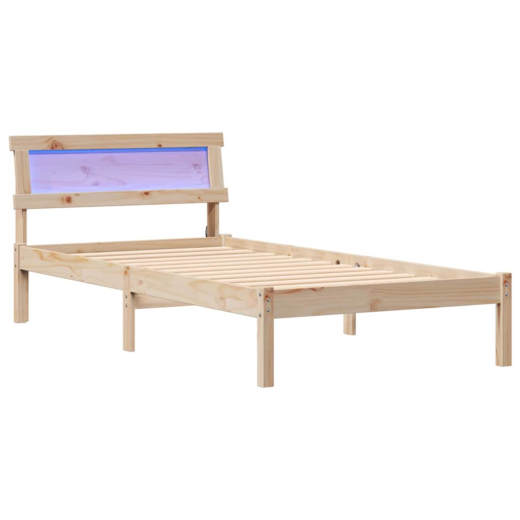 Bed Frame with Headboard Brown 75 x 190 cm Solid Pine Wood