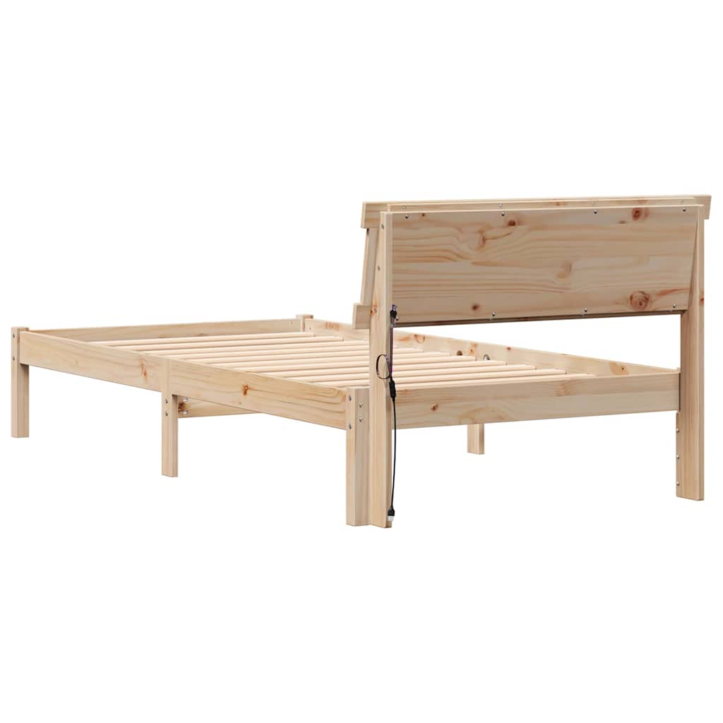 Bed Frame with Headboard Brown 75 x 190 cm Solid Pine Wood