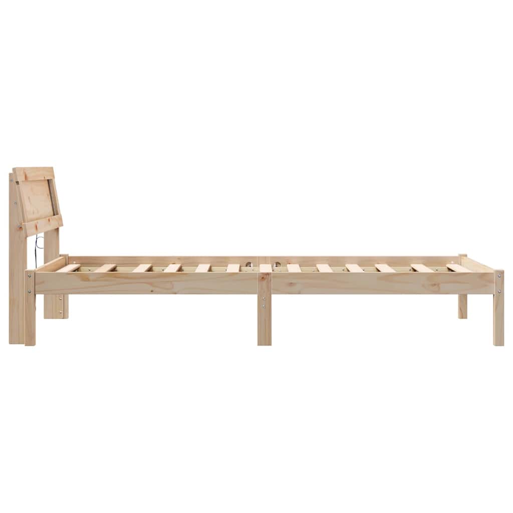 Bed Frame with Headboard Brown 75 x 190 cm Solid Pine Wood