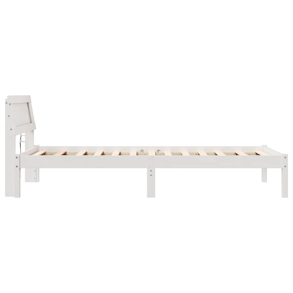 Bed Frame with Headboard White 75 x 190 cm Solid Pine Wood