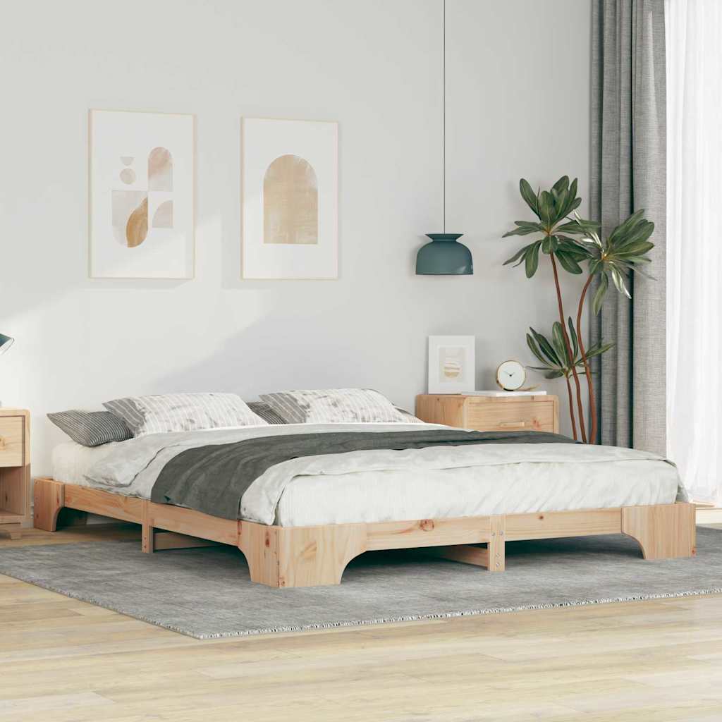 Bed Frame Brown 160 x 210 cm Solid Pine Wood