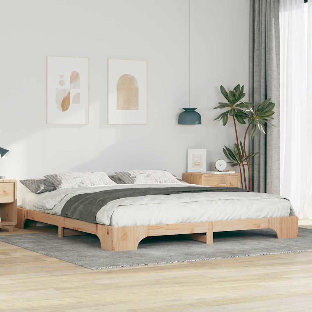 Bed Frame Brown 200 x 210 cm Solid Pine Wood