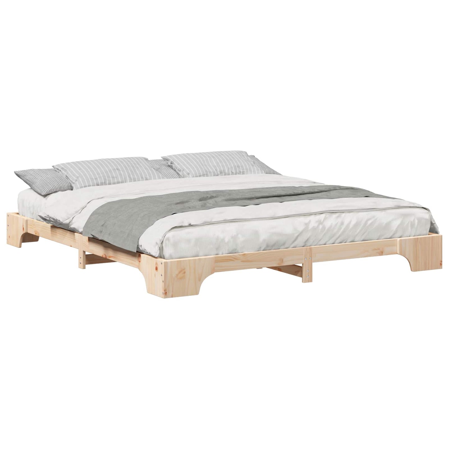 Bed Frame Brown 200 x 210 cm Solid Pine Wood
