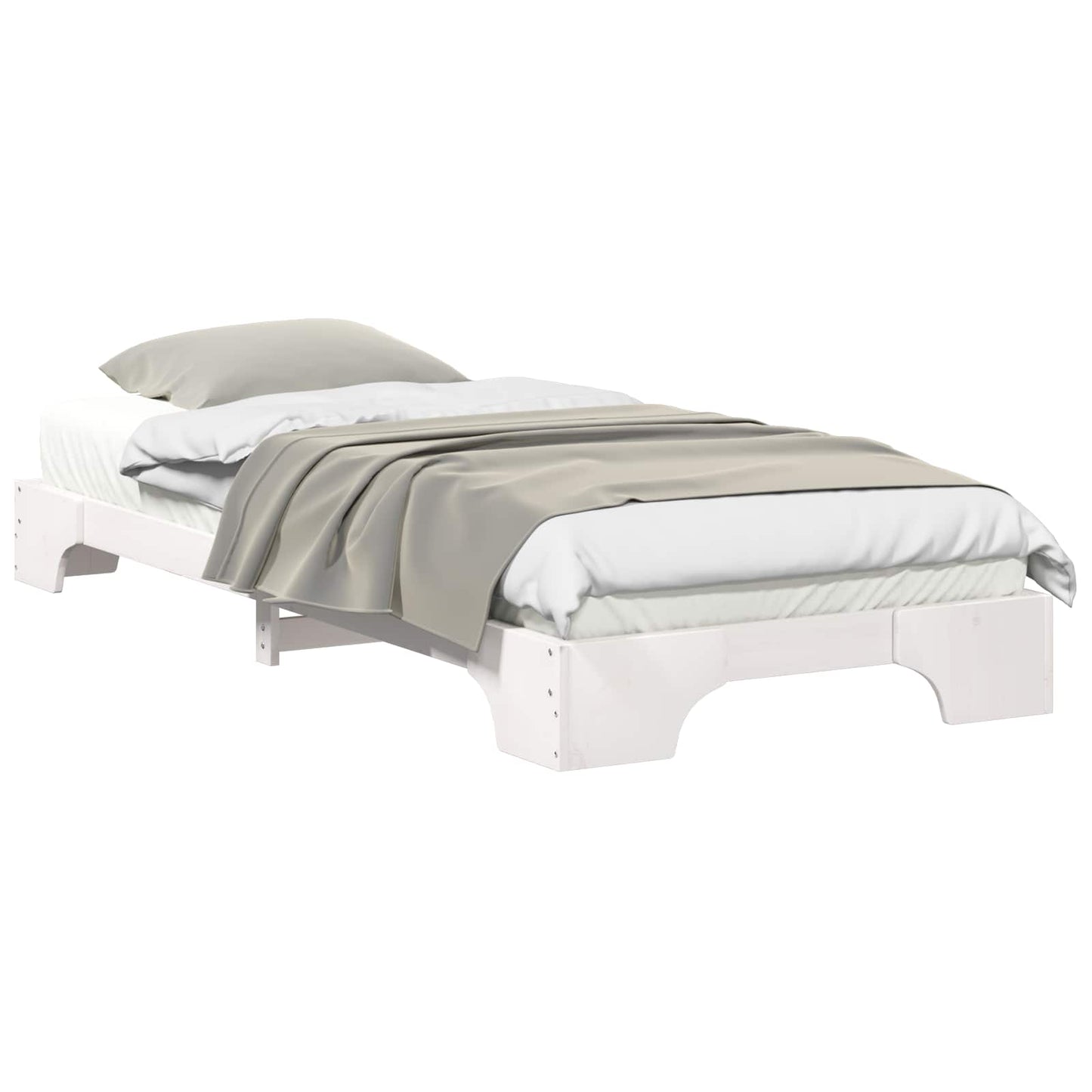 Bed Frame White 80 x 220 cm Solid Pine Wood
