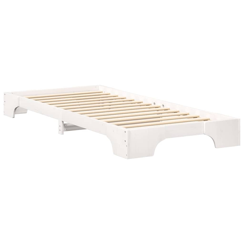 Bed Frame White 80 x 220 cm Solid Pine Wood