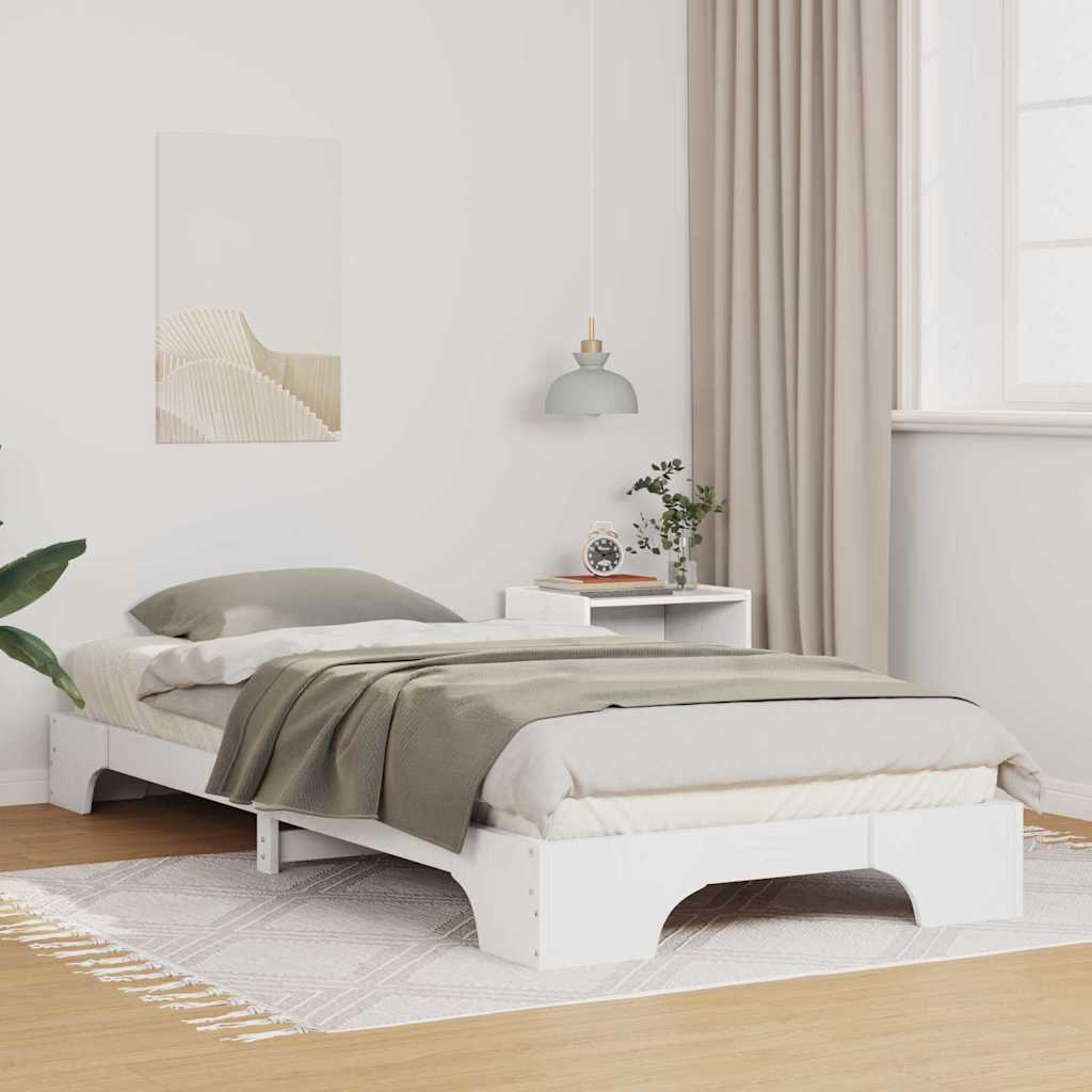 Bed Frame White 90 x 220 cm Solid Pine Wood
