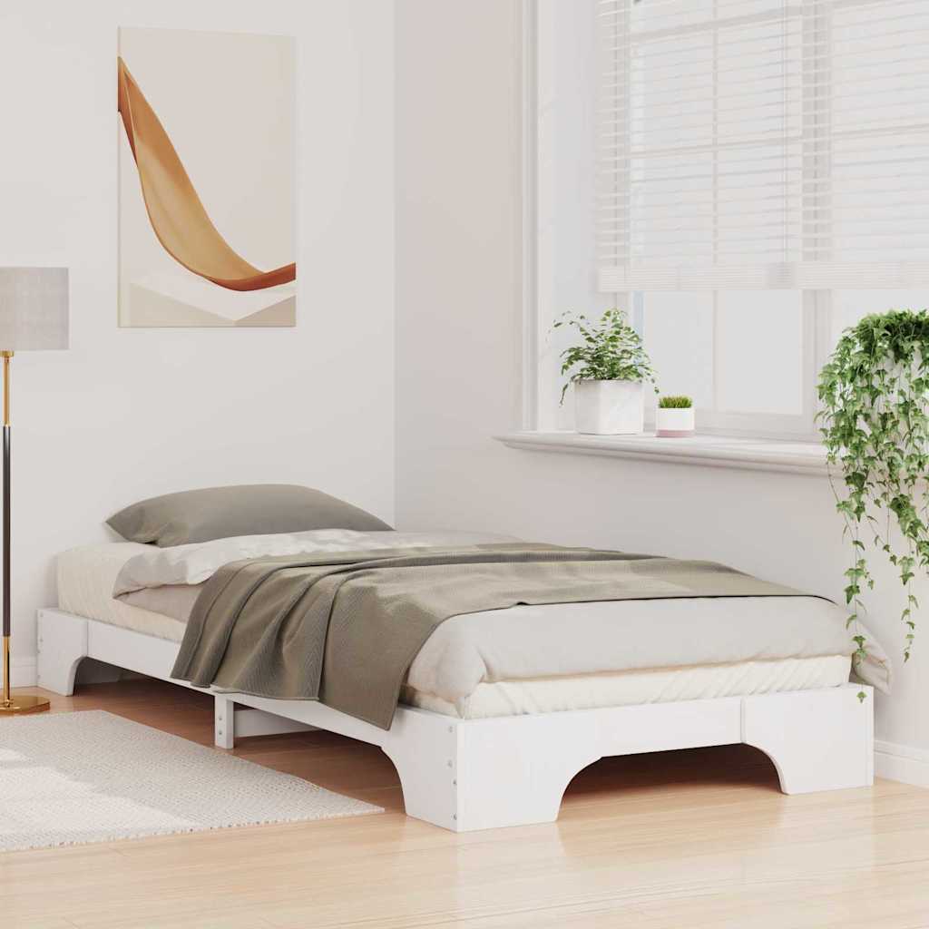 Bed Frame White 90 x 220 cm Solid Pine Wood