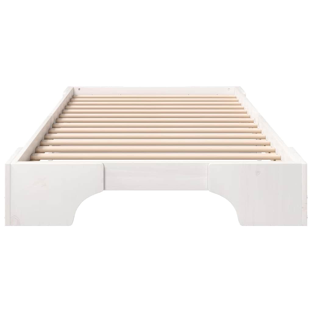Bed Frame White 90 x 220 cm Solid Pine Wood