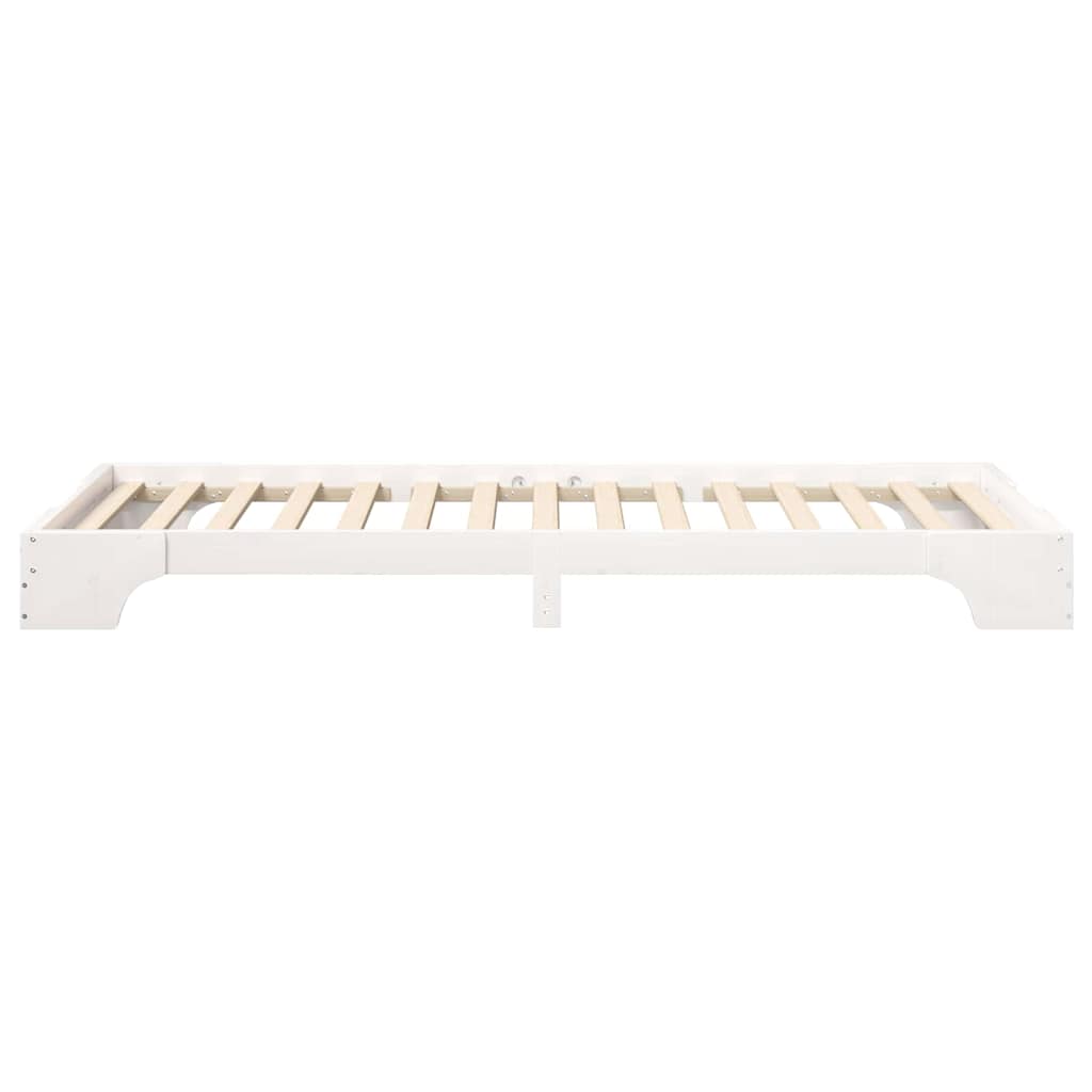 Bed Frame White 90 x 220 cm Solid Pine Wood