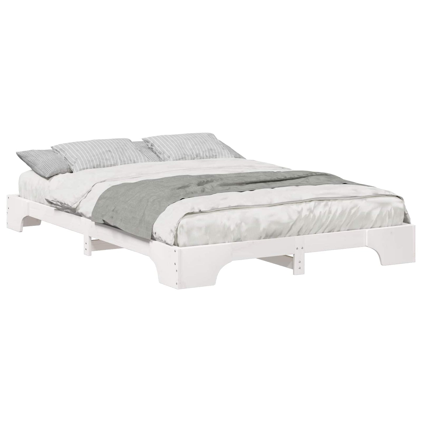 Bed Frame White 140 x 220 cm Solid Pine Wood