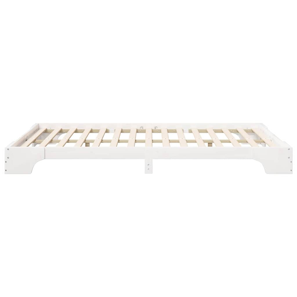 Bed Frame White 140 x 220 cm Solid Pine Wood