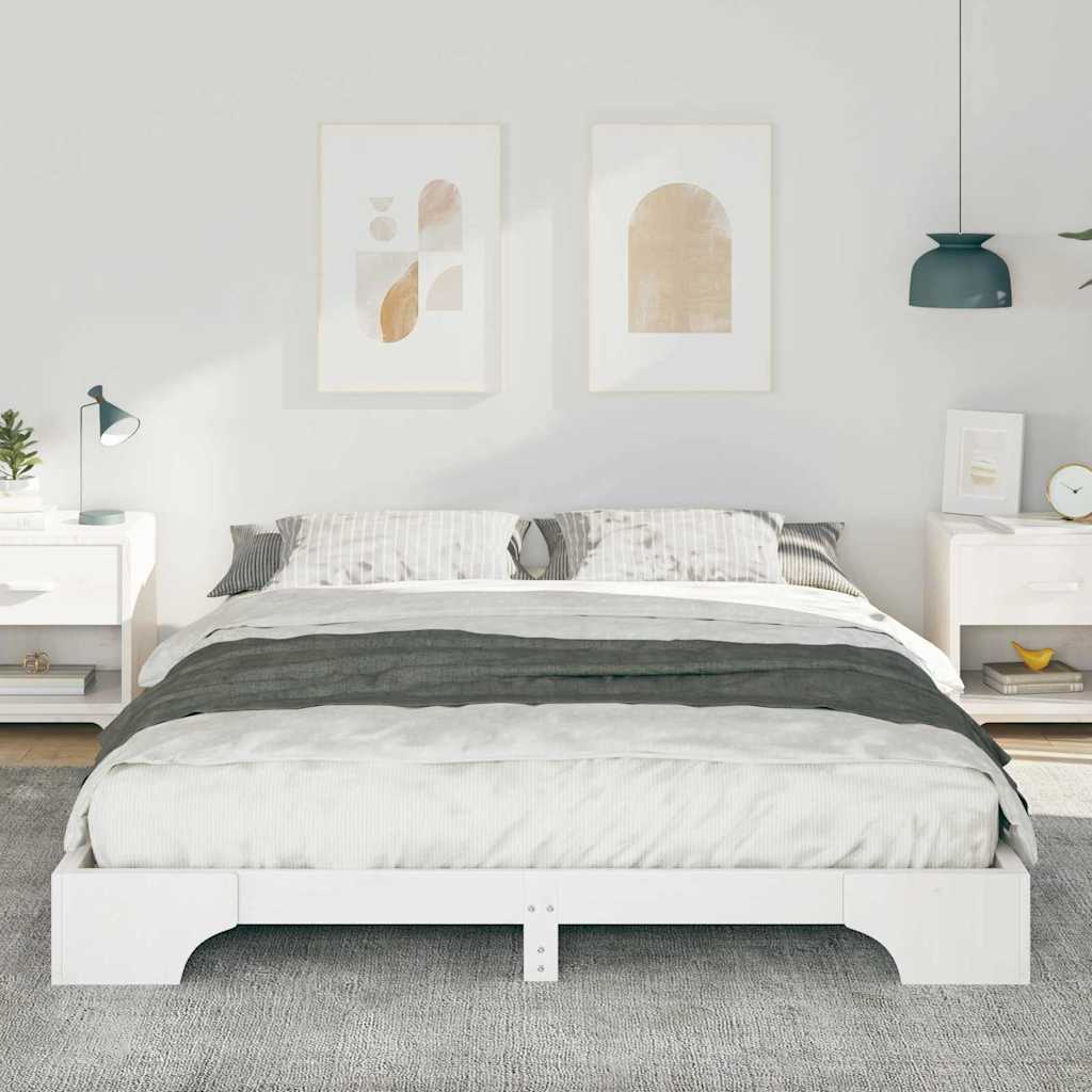 Bed Frame White 160 x 220 cm Solid Pine Wood