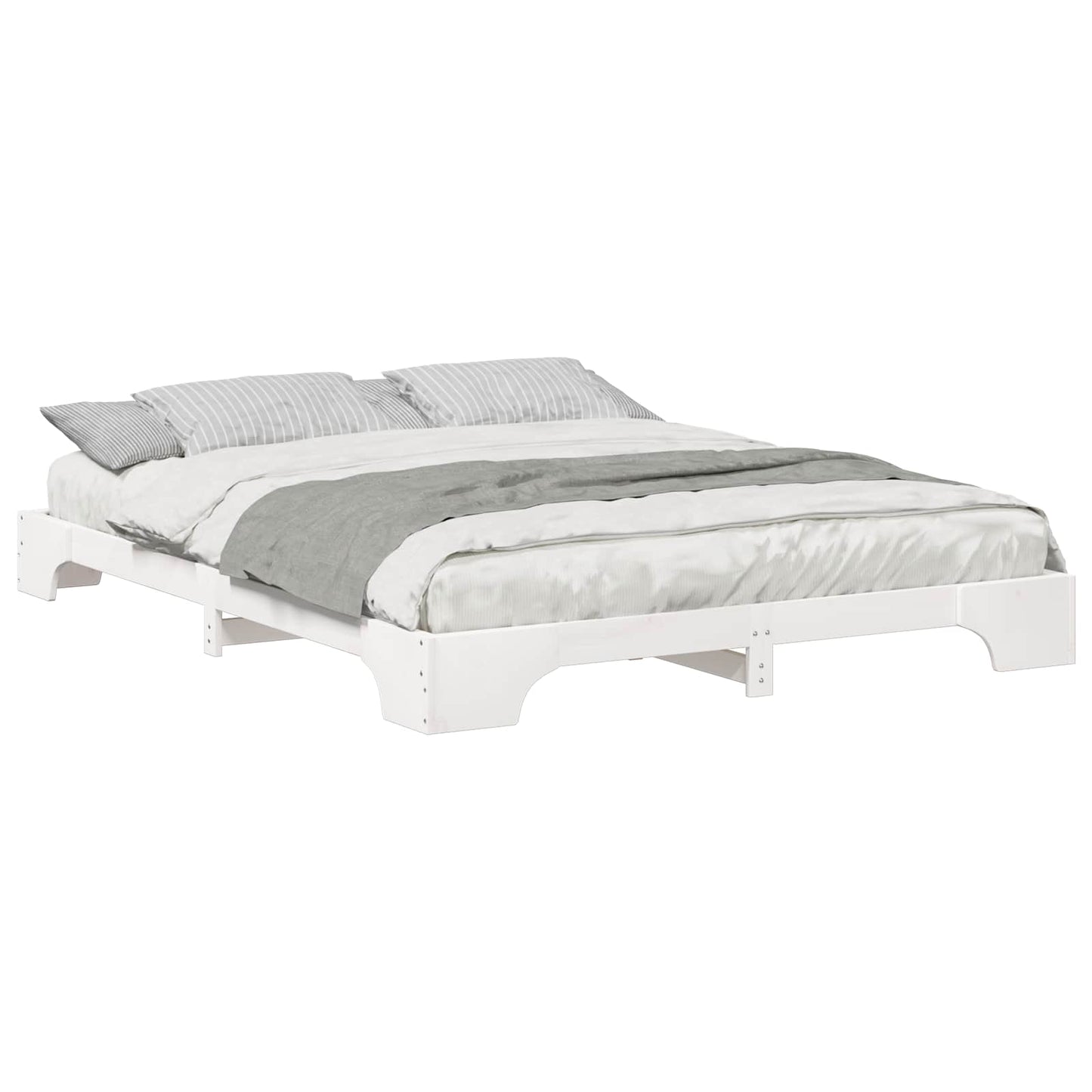Bed Frame White 160 x 220 cm Solid Pine Wood