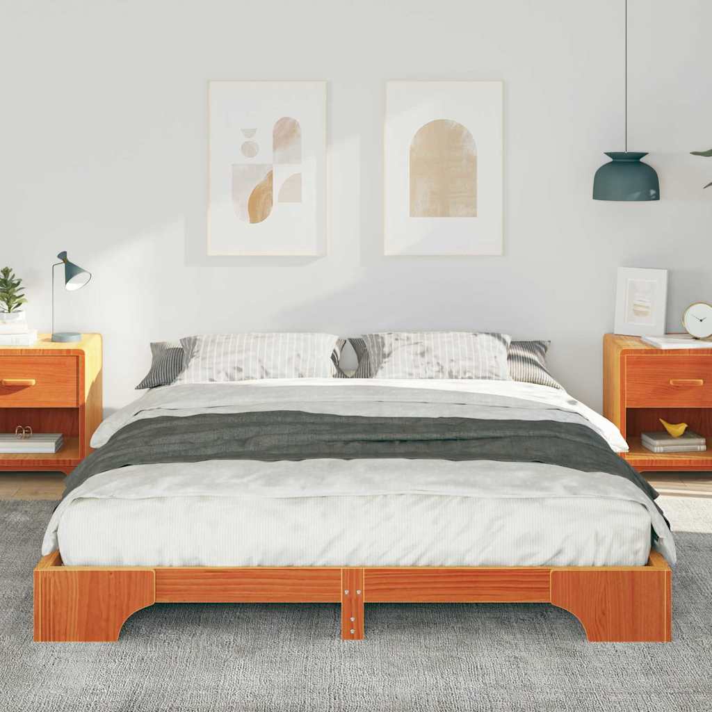 Bed Frame Brown 160 x 220 cm Solid Pine Wood