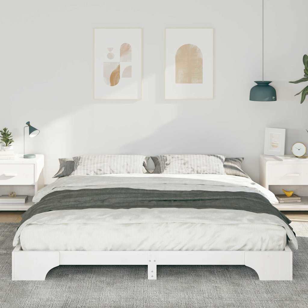 Bed Frame White 180 x 220 cm Solid Pine Wood
