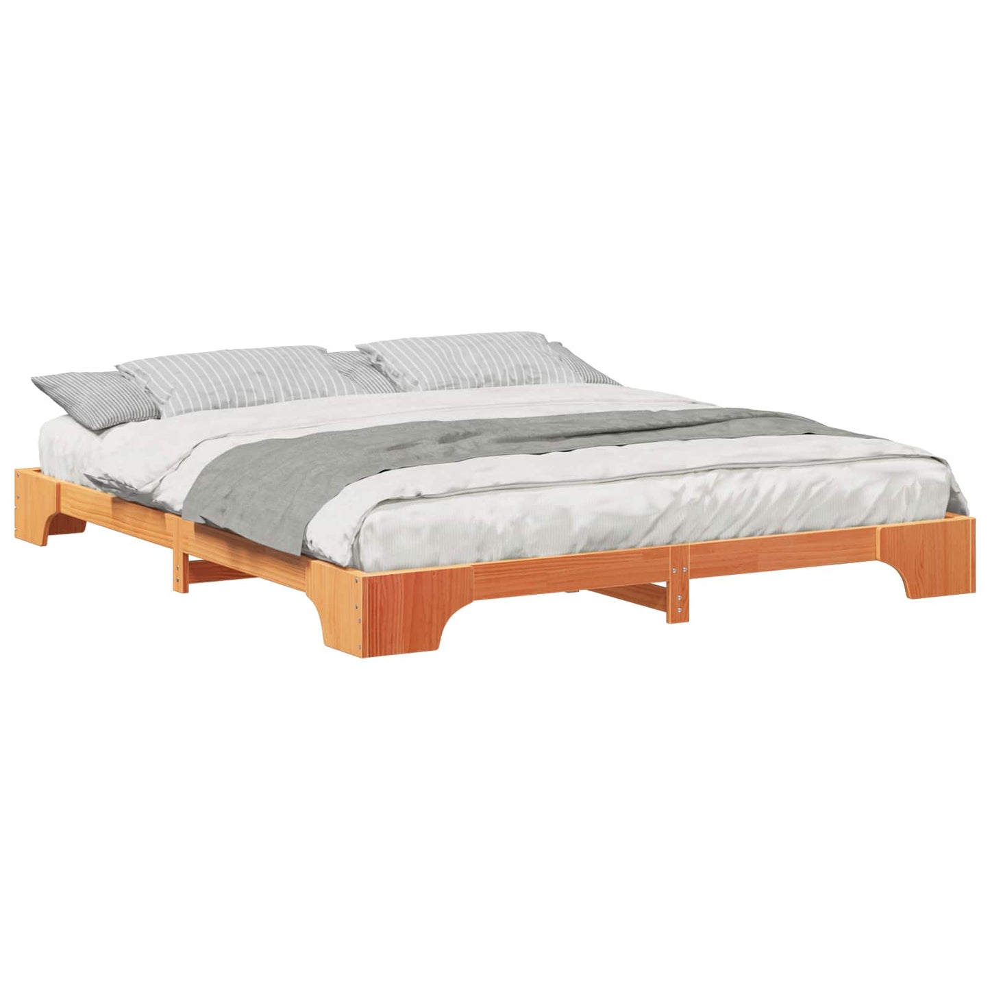 Bed Frame Brown 180 x 220 cm Solid Pine Wood