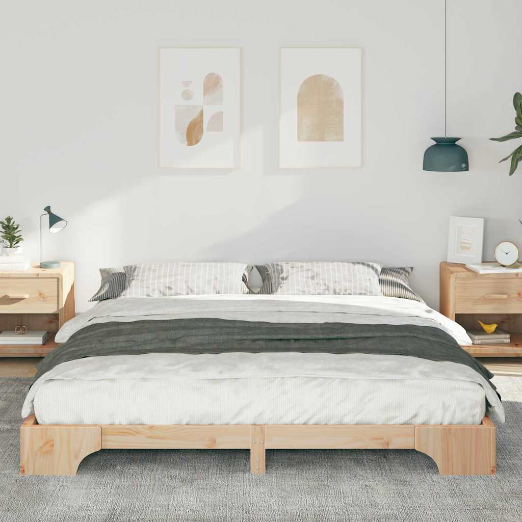 Bed Frame Brown 200 x 220 cm Solid Pine Wood