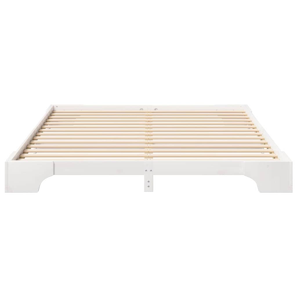 Bed Frame White 200 x 220 cm Solid Pine Wood