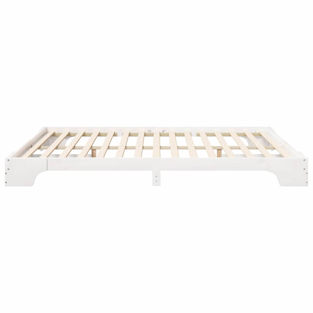 Bed Frame White 200 x 220 cm Solid Pine Wood