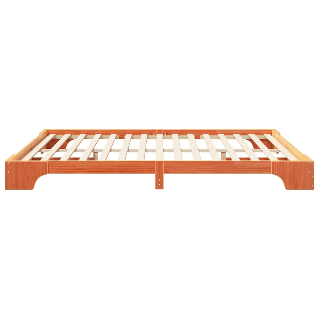 Bed Frame Brown 200 x 220 cm Solid Pine Wood