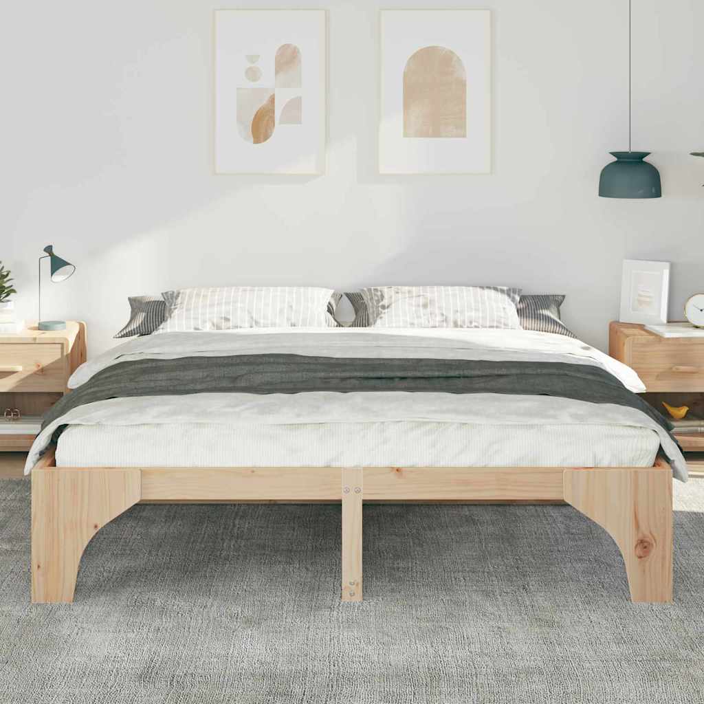 Bed Frame Brown 200 x 200 cm Solid Pine Wood