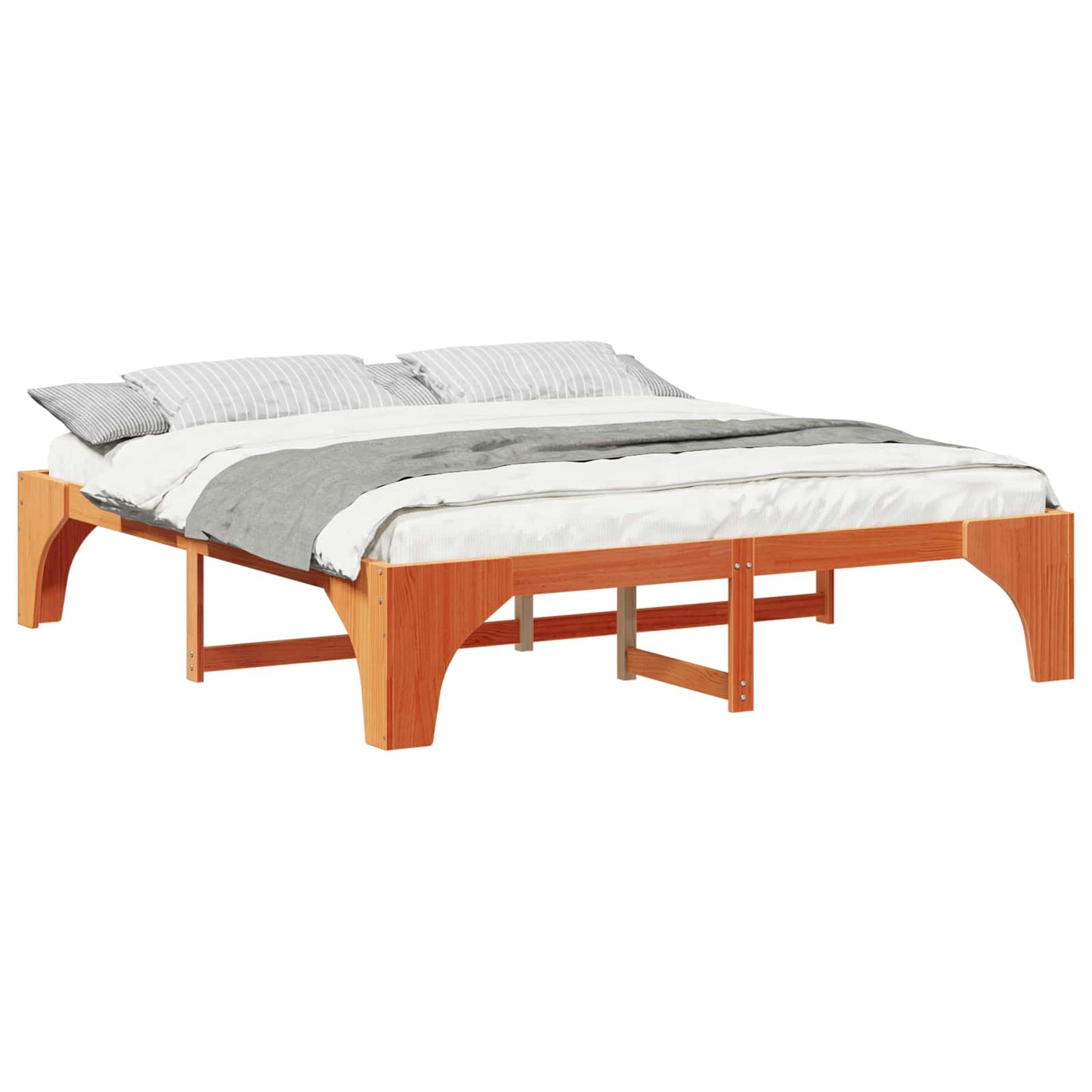 Bed Frame Brown 200 x 200 cm Solid Pine Wood