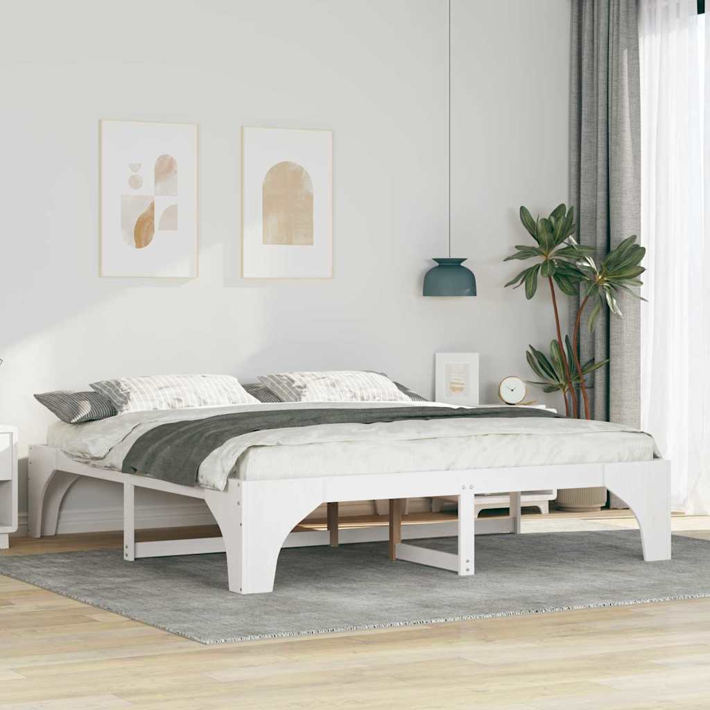 Bed Frame White 180 x 200 cm Solid Pine Wood
